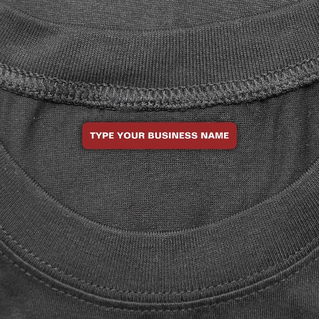Business Name on Red Rectangle Iron On Label (Red rectangle iron on label with your business name)