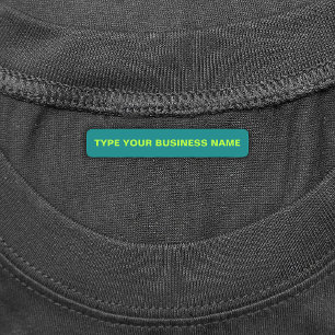 Business Name on Teal Green Rectangle Iron On