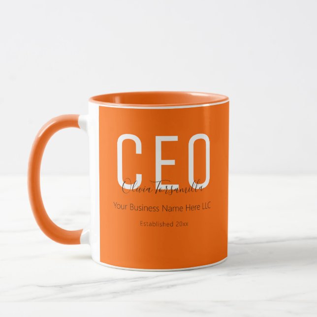 Business Name Orange CEO Mug (Left)