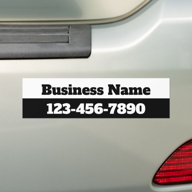 Business Name Phone Number Black White Template Bumper Sticker (On Car)