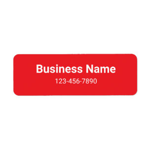 Business Name Phone Number Red White Product Label Return Address Label