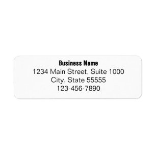 Business Name Phone Number Return Address Template Return Address Label