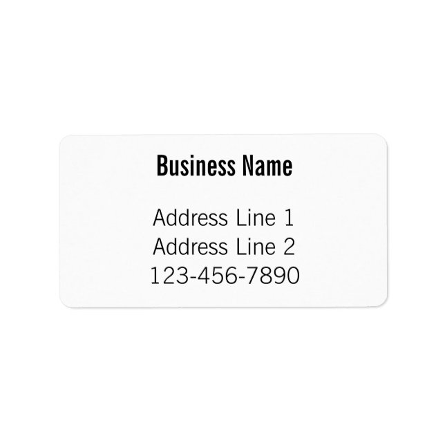 Business Name Phone Number White Return Address Label (Front)