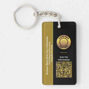 Business Name QR Code Bar Code Custom   Key Ring