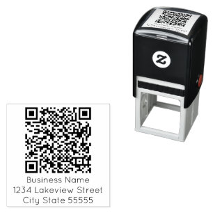 Business Name Return Address QR Code Template Self-inking Stamp