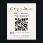 Business Name Signature Script QR Code Flyer<br><div class="desc">Chic light cream custom marketing flyer for your business featuring your showcased name in a stylish signature script and business type or other text below in simple modern typography. Input your website address to create a QR code that customers and clients can scan for a list of your products, services,...</div>