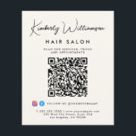 Business Name Signature Script QR Code Flyer<br><div class="desc">Chic light cream custom marketing flyer for your business featuring your showcased name in a stylish signature script and business type or other text below in simple modern typography. Input your website address to create a QR code that customers and clients can scan for a list of your products, services,...</div>