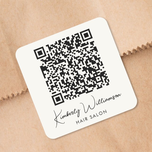 Business Name Signature Script QR Code Square Sticker (Business Name Signature Script QR Code Square Sticker)