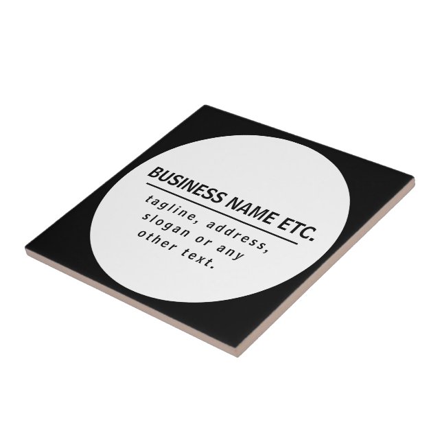 Business Name & Slogan/other text | Black & White Ceramic Tile (Side)