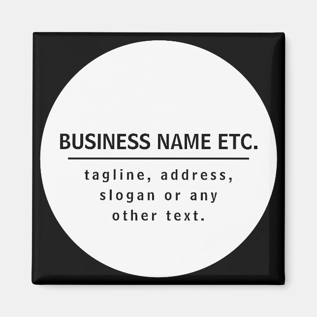 Business Name & Slogan/other text | Black & White Magnet (Front)