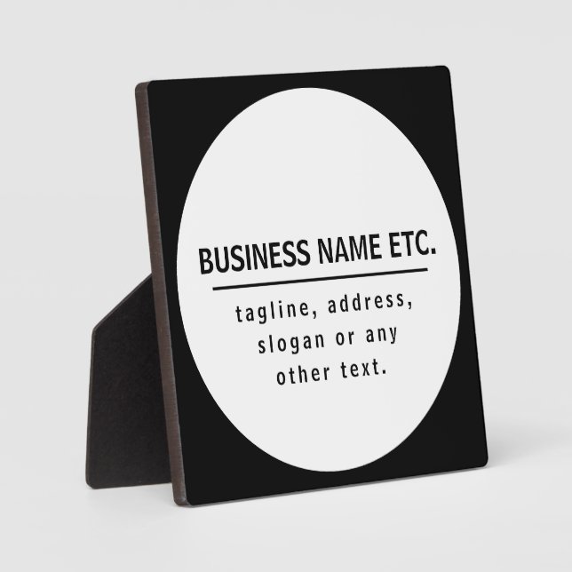 Business Name & Slogan/other text | Black & White Plaque (Front)