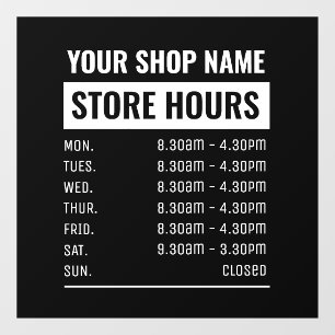 Business Name Store Hours Opening Times