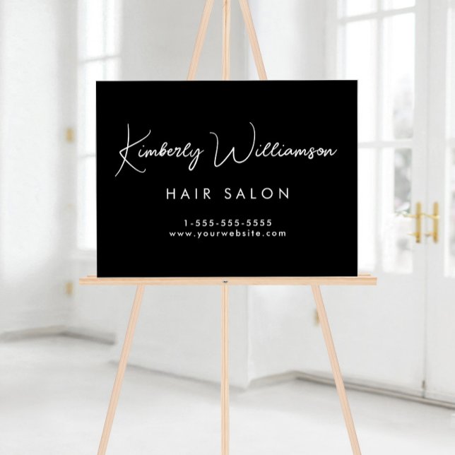 Business Name Stylish Signature Script Black Acrylic Sign (Business Name Stylish Signature Script Black Acrylic Sign)