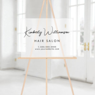 Business Name Stylish Signature Script Frosted Acrylic Sign