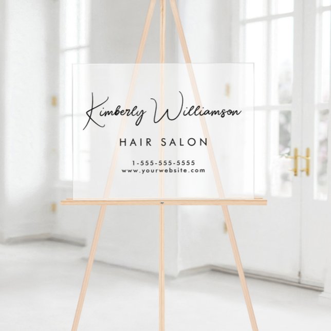 Business Name Stylish Signature Script Frosted Acrylic Sign (Creator Uploaded)