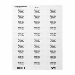 Business Name Suite Number Return Address (Bold) Label