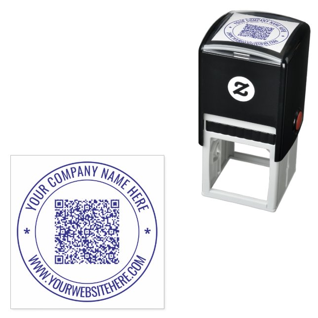Business Name Website QR Code Round Stamp Example (In Situ)