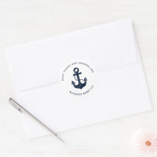 Business Nautical Blue Anchor Company Custom Classic Round Sticker