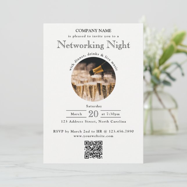 Business Networking Dinner Event Photo QR Code Invitation (Standing Front)