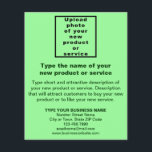 Business New Product or Service Light Green Flyer<br><div class="desc">Are you ready and excited to sell your new product or offer your new service to your customers? Are you looking for marketing material to advertise your new product or service? Please see this light green flyer. You might like it. Font colour is dark green. To customise this flyer, upload...</div>