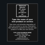Business New Product or Service on Black Flyer<br><div class="desc">Are you ready and excited to sell your new product or offer your new service to your customers? Are you looking for marketing material to advertise your new product or service? Please see this white font on black flyer. You might like it. To customise this flyer, upload the photo of...</div>