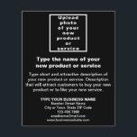 Business New Product or Service on Black Flyer<br><div class="desc">Are you ready and excited to sell your new product or offer your new service to your customers? Are you looking for marketing material to advertise your new product or service? Please see this white font on black flyer. You might like it. To customise this flyer, upload the photo of...</div>