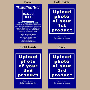 Business New Year Blue Folded Holiday Card