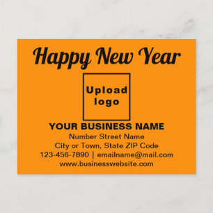 Business New Year Greeting on Orange Colour Postcard