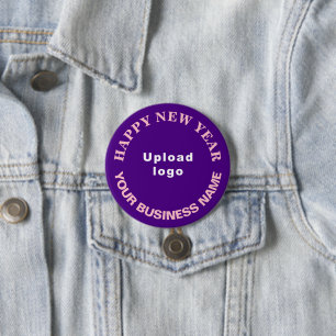 Business New Year Greeting on Purple Round Button