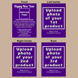 Business New Year Purple Folded Holiday Card