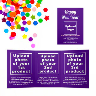 Business New Year Purple Trifold Card