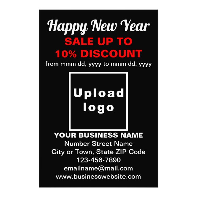 Business New Year Sale on Black Photo Paper (Front)