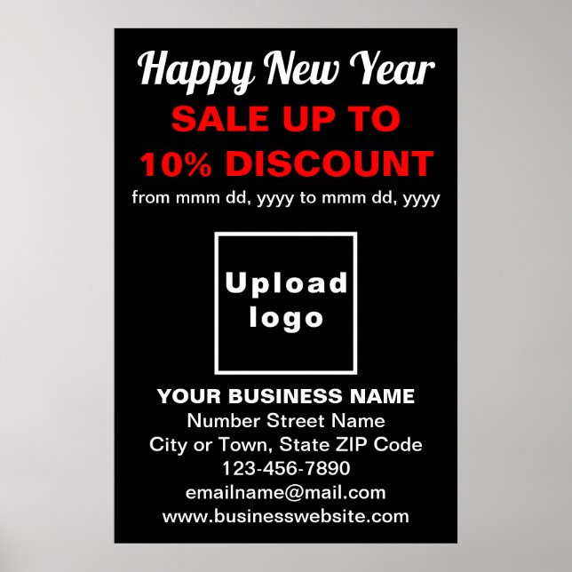 Business New Year Sale on Black Poster (Front)
