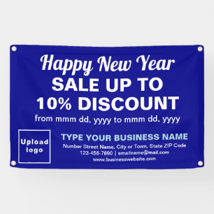Business New Year Sale on Blue Rectangle Banner