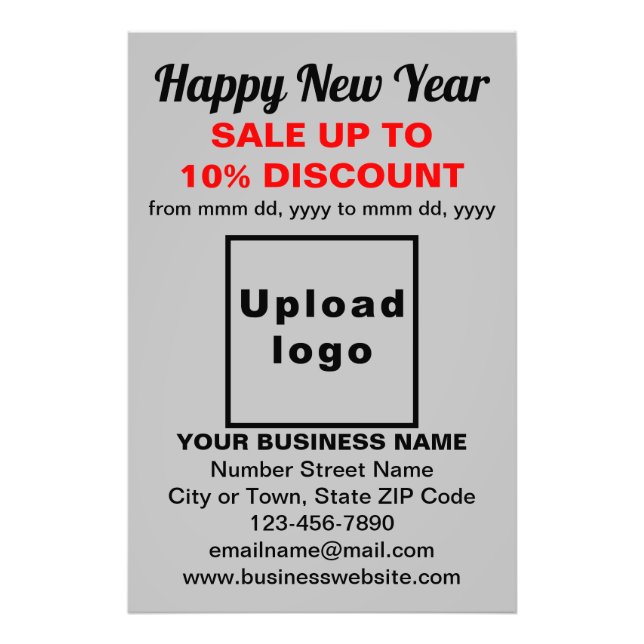 Business New Year Sale on Grey Photo Paper (Front)