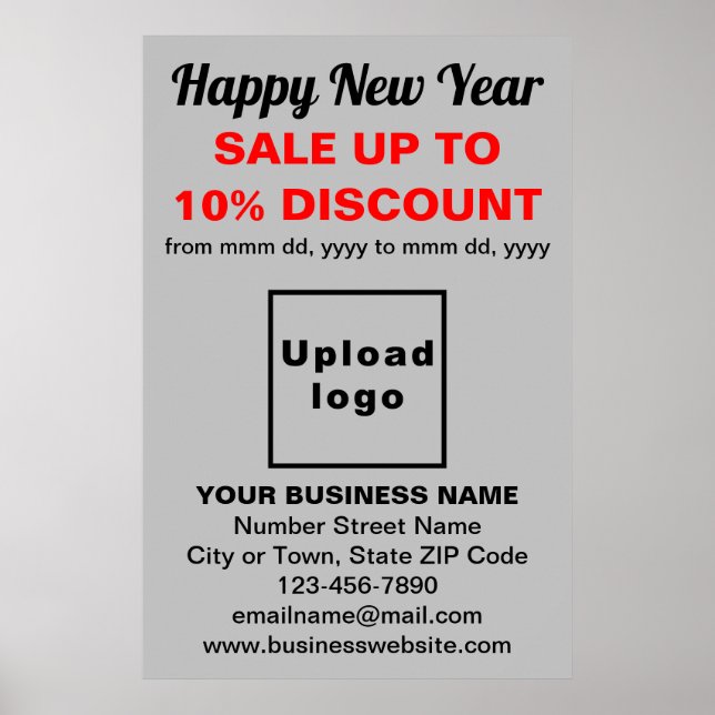 Business New Year Sale on Grey Poster (Front)