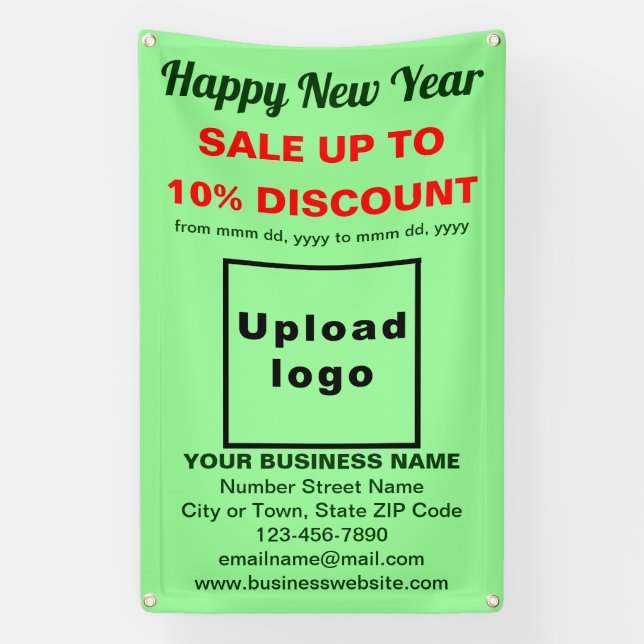 Business New Year Sale on Light Green Banner (Vertical)