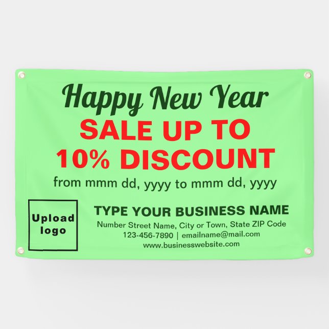 Business New Year Sale on Light Green Rectangle Banner (Horizontal)