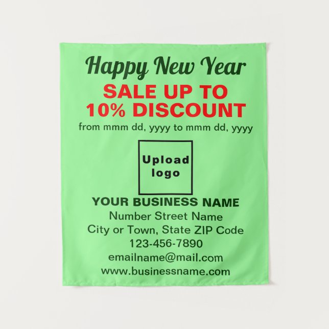 Business New Year Sale on Light Green Tapestry (Front)