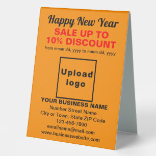 Business New Year Sale on Orange Colour Table Sign