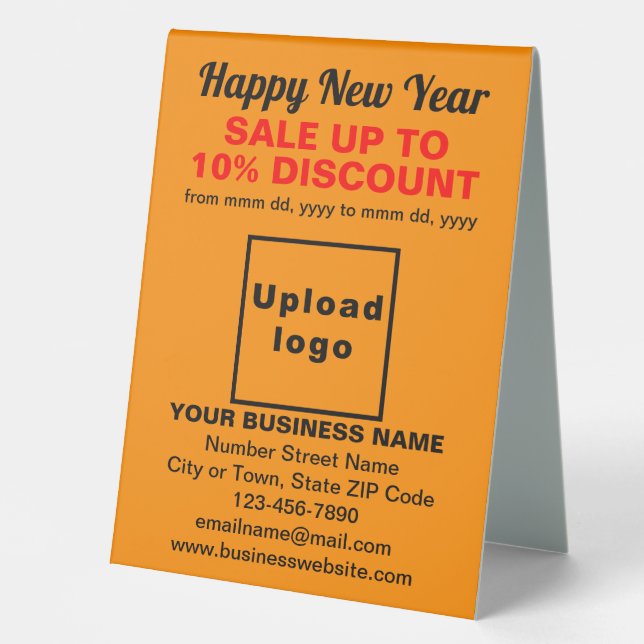 Business New Year Sale on Orange Colour Table Sign (Front)