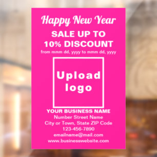 Business New Year Sale on Pink Window Cling