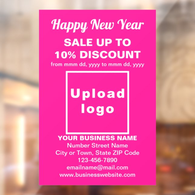 Business New Year Sale on Pink Window Cling (Sheet 2)