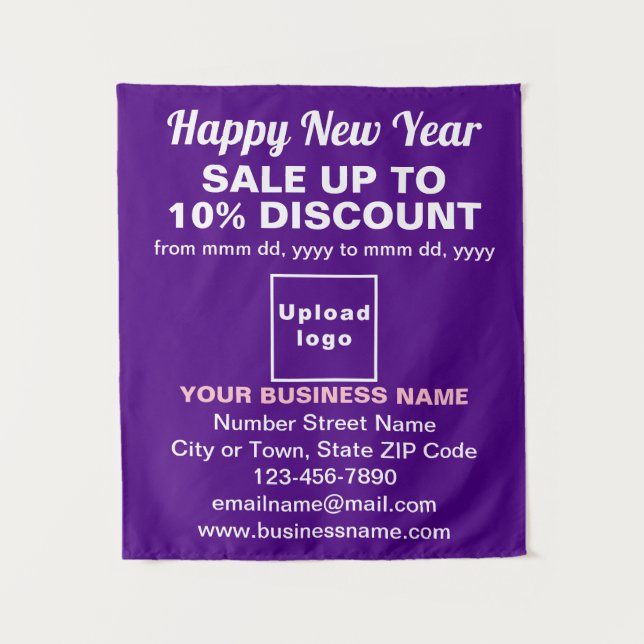 Business New Year Sale on Purple Tapestry (Front)