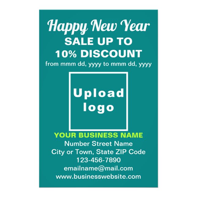 Business New Year Sale on Teal Green Photo Paper (Front)