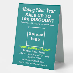 Business New Year Sale on Teal Green Table Sign