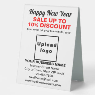 Business New Year Sale on White Table Sign