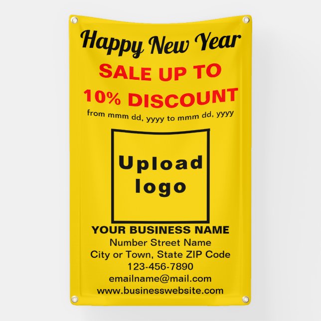 Business New Year Sale on Yellow Banner (Vertical)