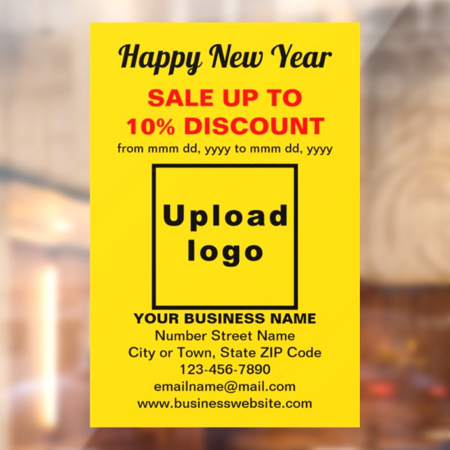 Business New Year Sale on Yellow Window Cling (Sheet 2)