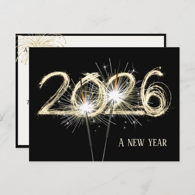 Business New Years 2026 Sparkler   Postcard (Front/Back)